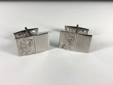 Vintage Pair JML Sterling Silver Cuff Links 6.2 grams Rectangular w leaf design