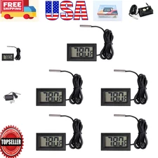 Moisture-Resistant Digital LCD Fridge Thermometers - 5 Count, Battery Operated