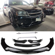 Front Bumper Lip Splitter Spoiler Body Kit Glossy Black For Dodge Avenger Sedan