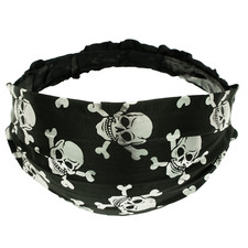 Skull  Crossbones headband hairband head hair wrap band yoga elasticated chemo