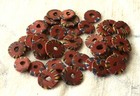 40 Antique Venetian Glass Brick Red Aja Slices, African Trade Beads, 1800s