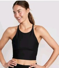 NEW Gap Fit Low Support Breathable Removable Cups Crossback Black Sports Bra XL