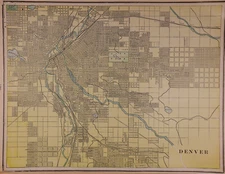 1896 Map ~ DENVER, COLORADO ~ Authentic Atlas Map (11x13)Free S&H-#034