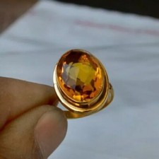 Rose Cut Yellow Orange Madeira Citrine 925 Sterling Silver Yellow Gold Fill Ring