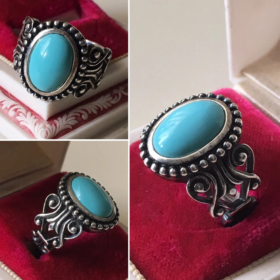 AVON RJ 925 STERLING GREY PEARL NV GEMSTONE FAUX TURQUOISE LOT 3 RINGS SIZE 8 EU - Image 2 of 4