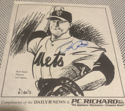 Rick Reed Signed 12x13 PRINT Bill Gallo NY Mets Promo PC Richard | eBay