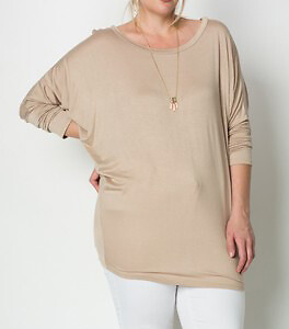 Dolman Loose Long Sleeve Boat Neck Jersey knit Top Plus S~3XL Made in USA - Picture 12 of 12