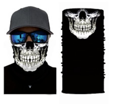 2 BLACK WHITE SKELETON FACE MULTI FUNCTION SEAMLESS BANANA WRAP 12 GAITER MASK