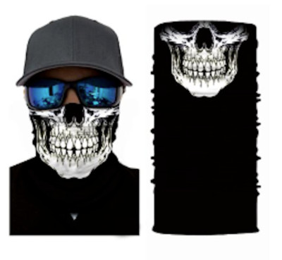 2 BLACK WHITE SKELETON FACE MULTI FUNCTION SEAMLESS BANANA WRAP #12 GAITER MASK