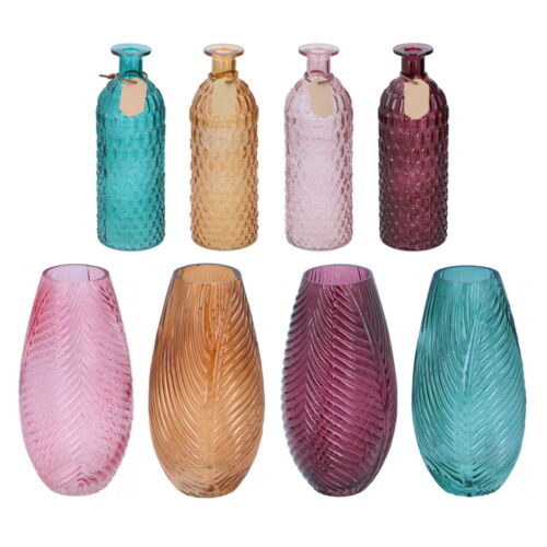 Glass Vase Tall Coloured Bud Bottle Bullet Flower Vase Table Centrepiece Decor - Afbeelding 1 van 31