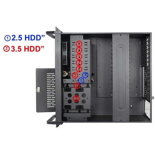4U 500 V2 Rackmount Server Case 500mm Deep, ATX/Micro ATX/Mini ITX Compatibility - Picture 7 of 10