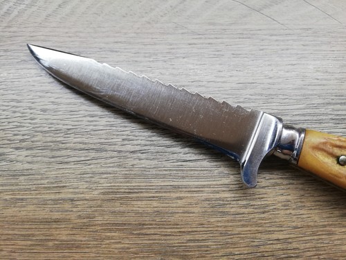 VTG RARE GERMAN ANTON WINGEN A.W.JB STAG HORN HANDLE HUNTING BOOT SAWBACK KNIFE - Picture 2 of 12