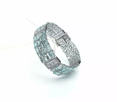 60%CLEARANCE!NWT $65,000 RARE 18KT GOLD 27CT PARAIBA TOURMALINE DIAMOND BRACELET