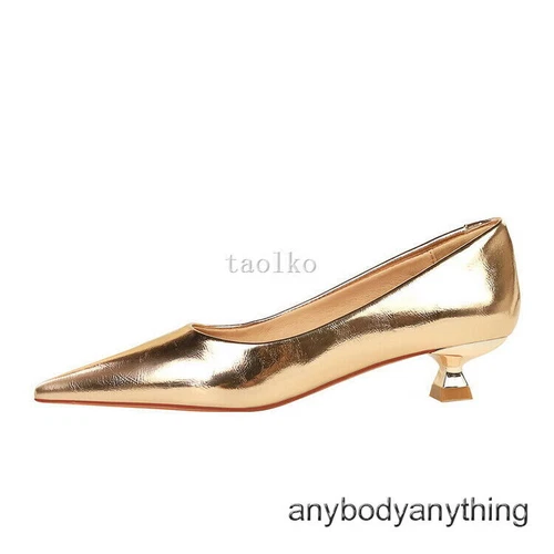 Scarpe da donna 3,5 cm tacco medio gattino punta decolte OL donna festa nuove - Foto 23 di 29