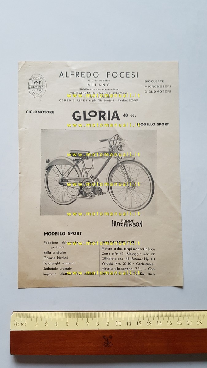 Gloria 48 Sport micromotore depliant originale
