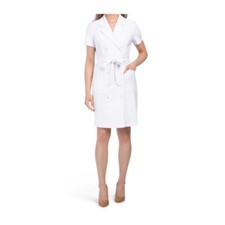 Nanette Lepore Womens White Dress Short Sleeve Pockets Blazer Scuba Sz 18 New