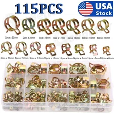 115X Hose Spring Clamps 6-22mm Fastener Fuel Water Line Pipe Air Tube Clips Kit
