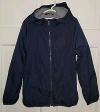 THE CHILDRENS PLACE navy Blue Poly Lined Zip Hoodie Windbreaker Jacket. Youth M