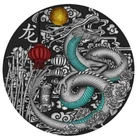 3 OZ SILVER COIN CAMEROON YEAR OF THE DRAGON LUCKY ROUND COIN SELECTIVE GILDING