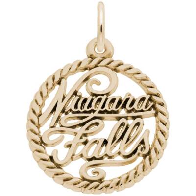 10K oder 14K Gold Niagarafälle Cutout Scheibe Charm von Rembrandt