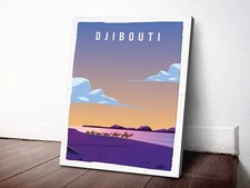 Djibouti Illustration 40x50cm Stretched Travel Canvas Wall Art Print
