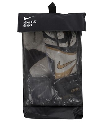 Nike Men GK Grip 3 HO-23 Goalkeeper Gloves Black Gold Soccer