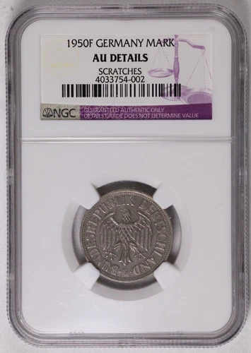 1950 F Germany 1 Mark - KM# 110 - NGC AU Details