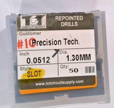 TCT REPOINTED DRILLS SLOT 1.30MM 0.0512" DIA 0.343" FLUTE LOT OF 50