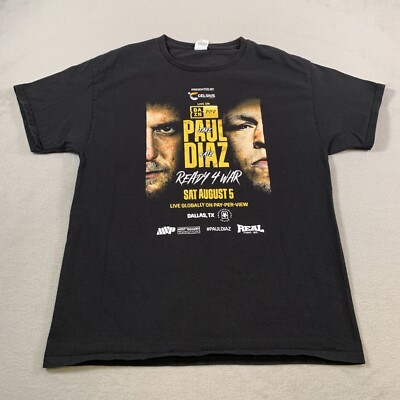 Nate Diaz Vs Jake Paul Shirt Mens Large Black Fight Boxing Dallas Texas Cotton