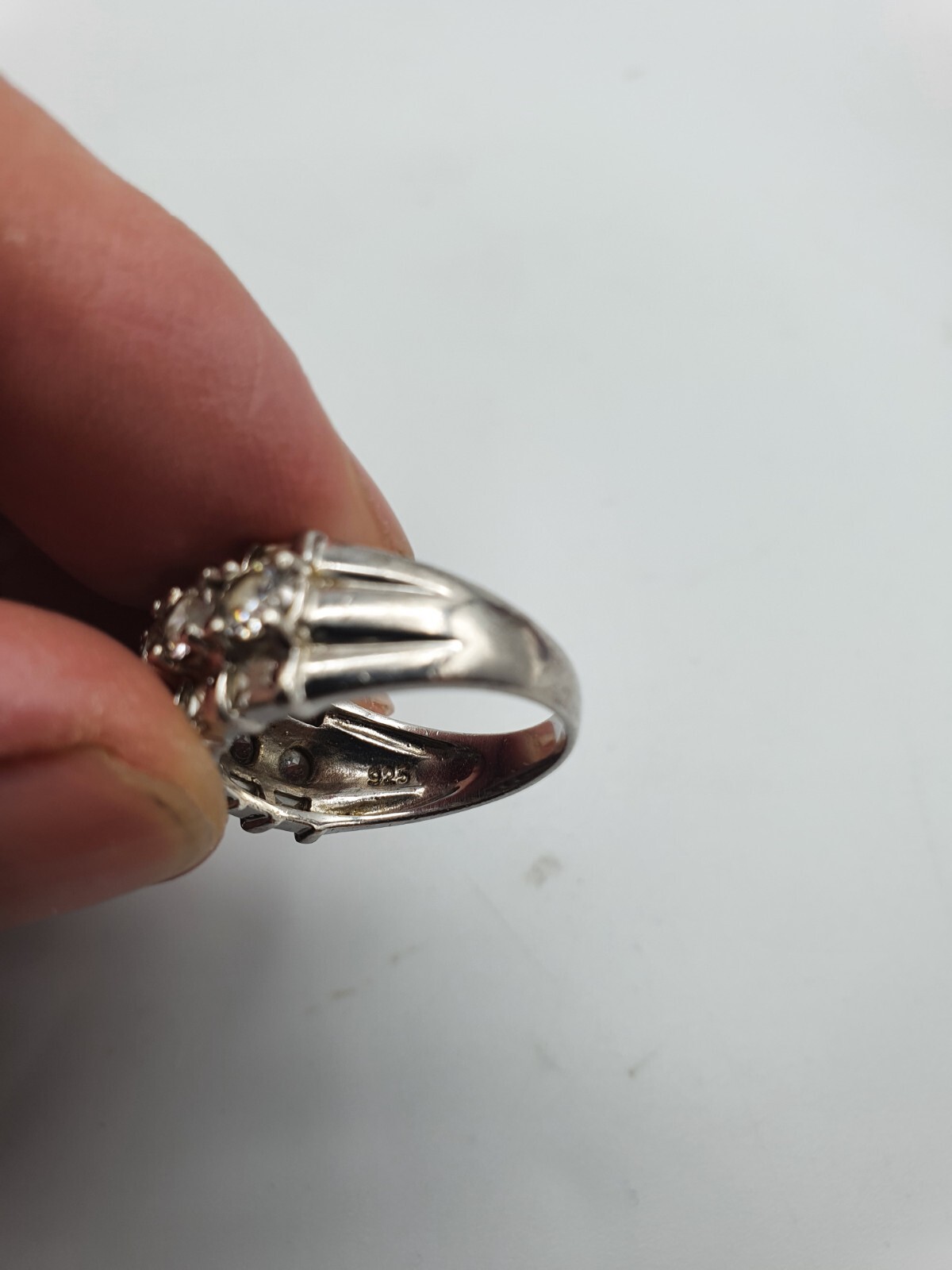 Solid Silver & Clear Stone Ring Size O - image 10