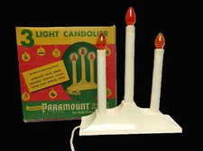 MCM Vintage PARAMOUNT Christmas 3-Light Electric Candolier – In Original Box