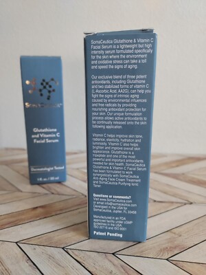 SomaCeutica Glutathione And Vitamin C Facial Serum 1 Oz Pack Of 2