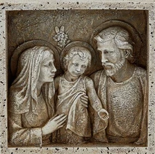 Stone Finish Holy Family Plaque 6-1/2" x 6-1/2"