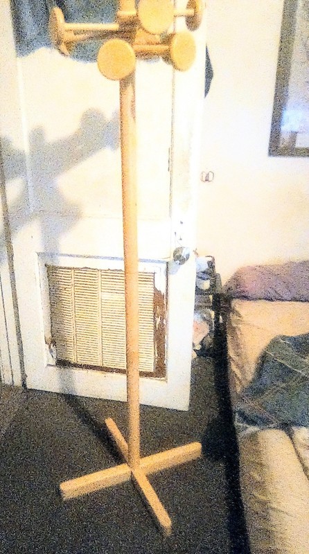  Vintage Hand made wooded made 50's 70''s standing rack with 8 coat rack