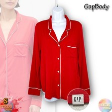 NWT Gap GapBody Women's S Modal Notched Pajamas Top ONLY G1047XCLMA Modern Red