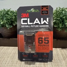 3M CLAW Drywall Picture Hangers, 65 Lb, Lot Of 3 Total