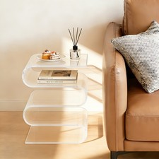 Acrylic Side Table, S-Shaped Nightstand, Magazine Rack, Clear Bedside Table