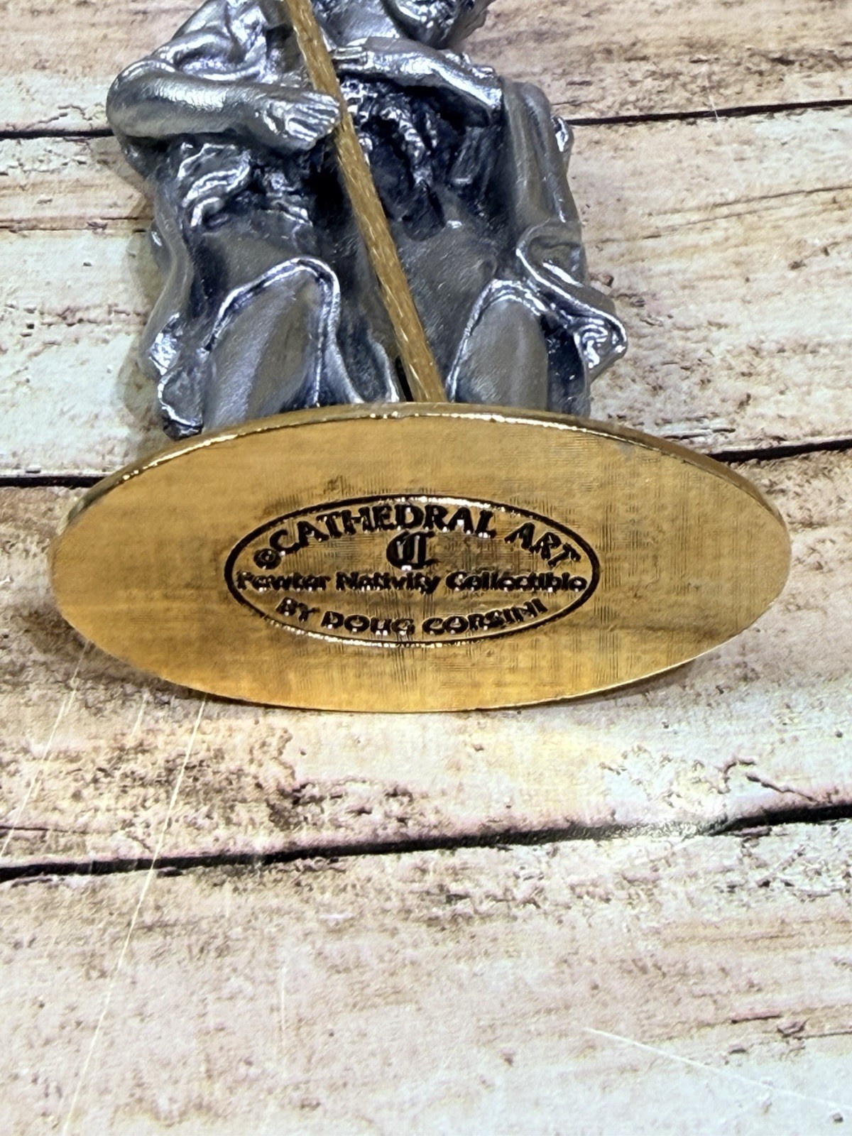 Cathedral Art Pewter Gold Gilt Doug Corsini Shepherd Donkey Sheep Ox Nativity