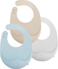 3 Pack Super Light Silicone Baby Bib for Boys Girls Waterproof Baby Bibs with