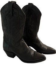 Vintage 90 s Dan Post Women s Black Leather Cowboy Boots 4208 Size 6M EUC