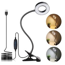 Clip on Light LED Reading Book Study Lamp 3 Color Modes 10 Brightness Eye Pro...