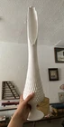 Vintage MCM Fenton Swung Glass Vase~Hobnail Pedestal White Milk Glass 23”+ Tall