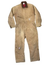 VTG Carhartt 996QZR Coverall Mens 46R Brown Duck Insulated Quilted Lined 90s USA