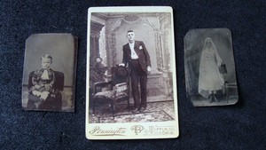 Vintag 2 Tin type photo and one Cabinet photo from Tiffin, Ohio. By Pennington