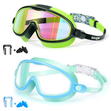 Seago Swim Goggles 2 Pack Anti-Fog Anti-Uv Wide View Swimming Goggles For Kids