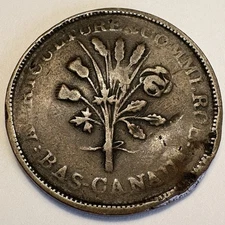 1800s Canada Agriculture and Commerce Un Sou Token  FREE SHIPPING