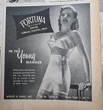1946 Women's Fortuna Junior girdles panties bras  vintage Fashion ad