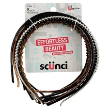 Scunci Effortless Beauty Headbands, Assorted Colors, 8 Ct
