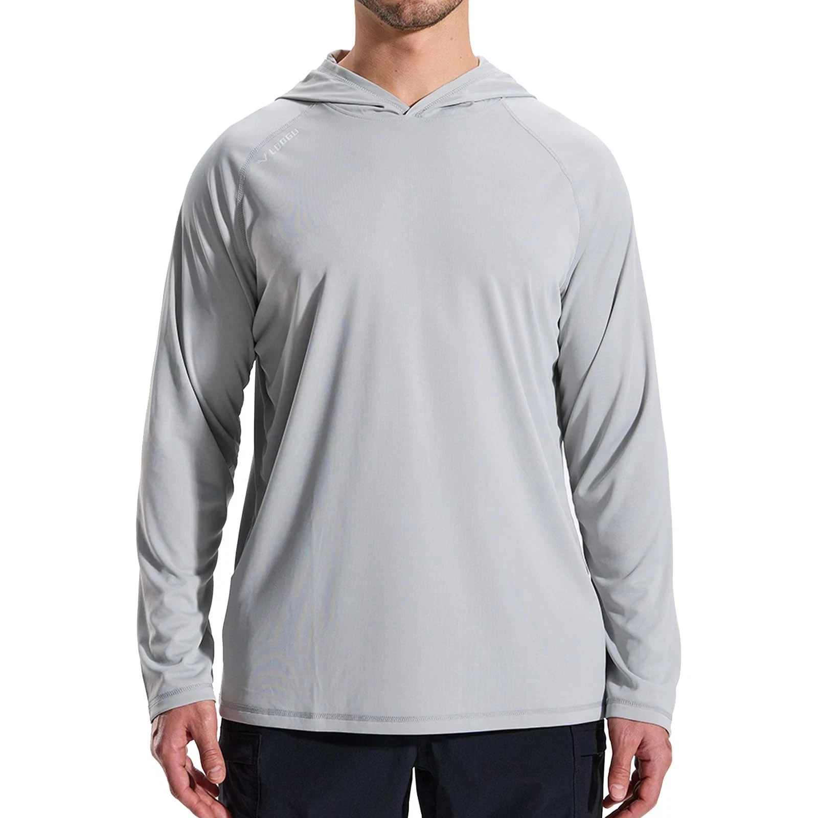 Men's UPF 50+ Sun Protection Hoodie Long Sleeve Rash Guard for Fishing Swimming
