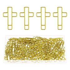Yuntop 100 Pack Gold Cross Shaped Paper Clips, 1.34 x 0.8 inches,